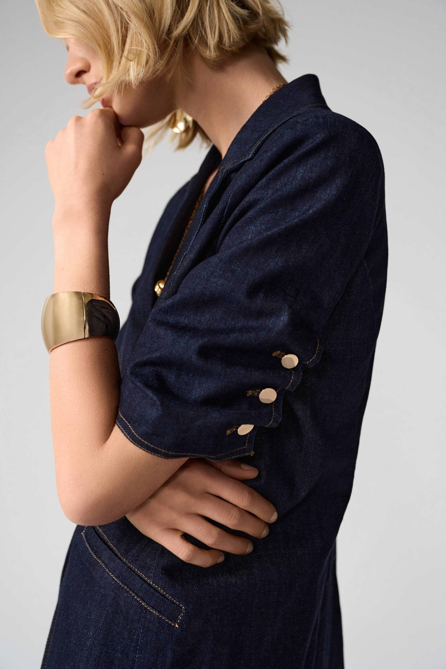 Denim Fitted Blazer 261968 - Joseph Ribkoff