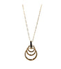 The Ava 3 Gold Necklace by Elise Accessories features interlocking gold rings on a black connector, displayed against a white background—a stylish costume jewellery piece.