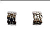 The Doris 15 Silver Clip-on Earrings by Elise Accessories feature a small square design with a textured, pebble-like surface—stylish modern costume jewellery perfect for any outfit. Displayed against a white background.