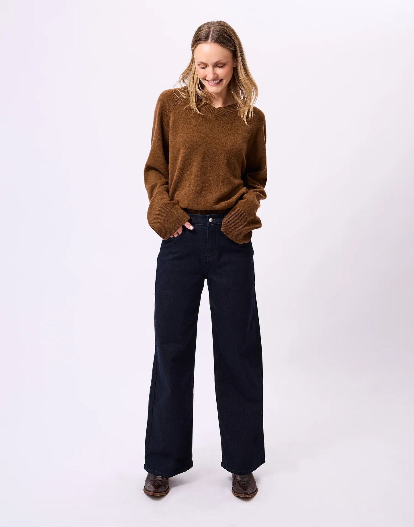 Lily Wide Leg Jeans - Abel Navy - Yoga Jeans