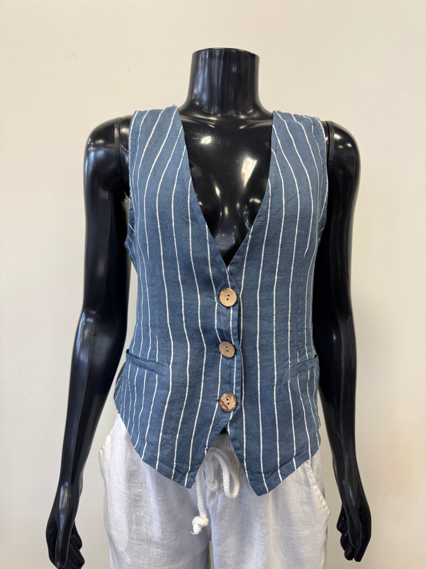 Linen Vest 08003 - Bella Amore