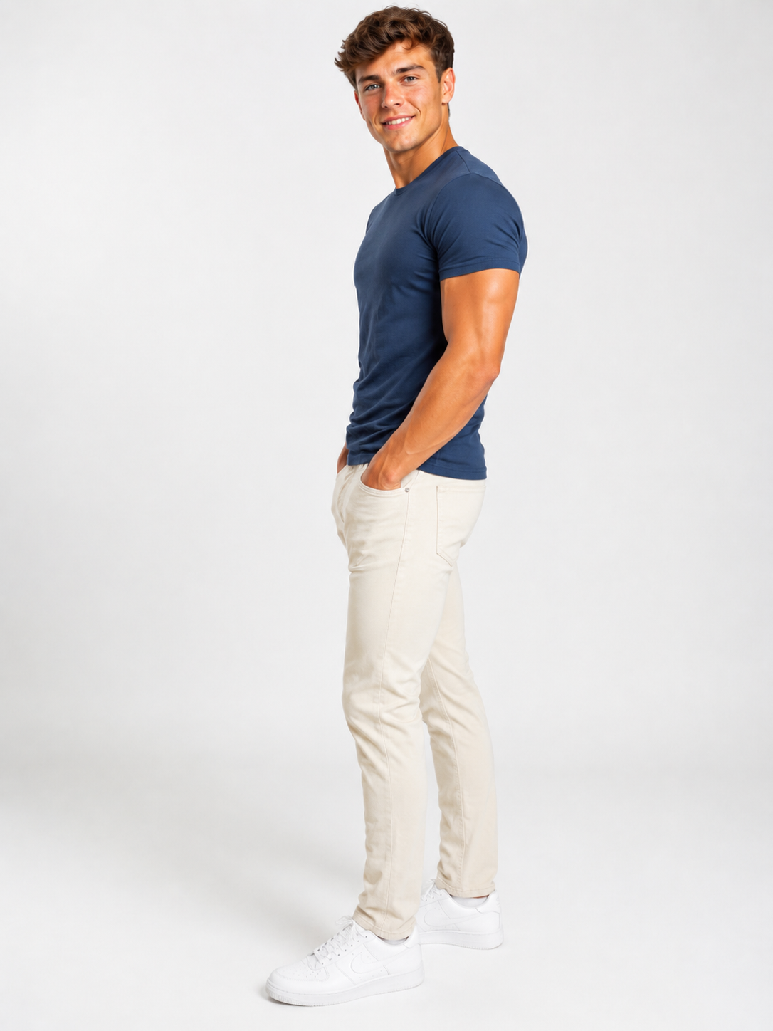 Machray Classic Fit Slim Straight Leg Jeans - Stone Colour M63410LBS659 - Silver Jeans