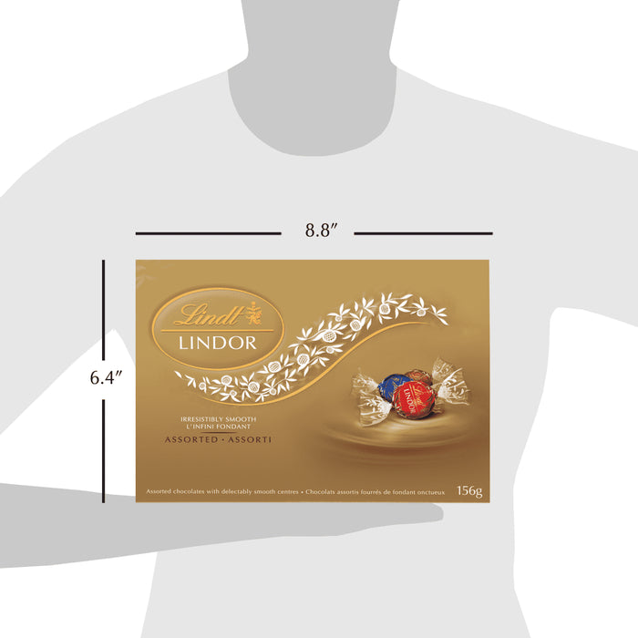 Lindt LINDOR Assorted Milk and Dark Chocolate Truffles Box, 156g