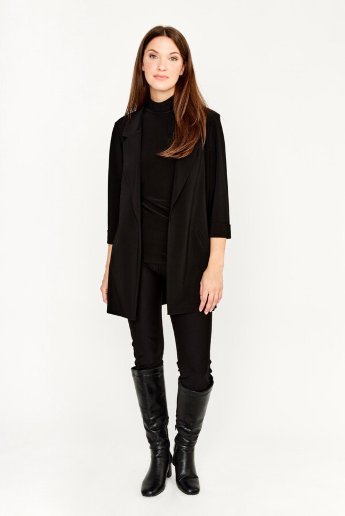 Long Open-Front Jacket – Black | Style 236005 - Frank Lyman