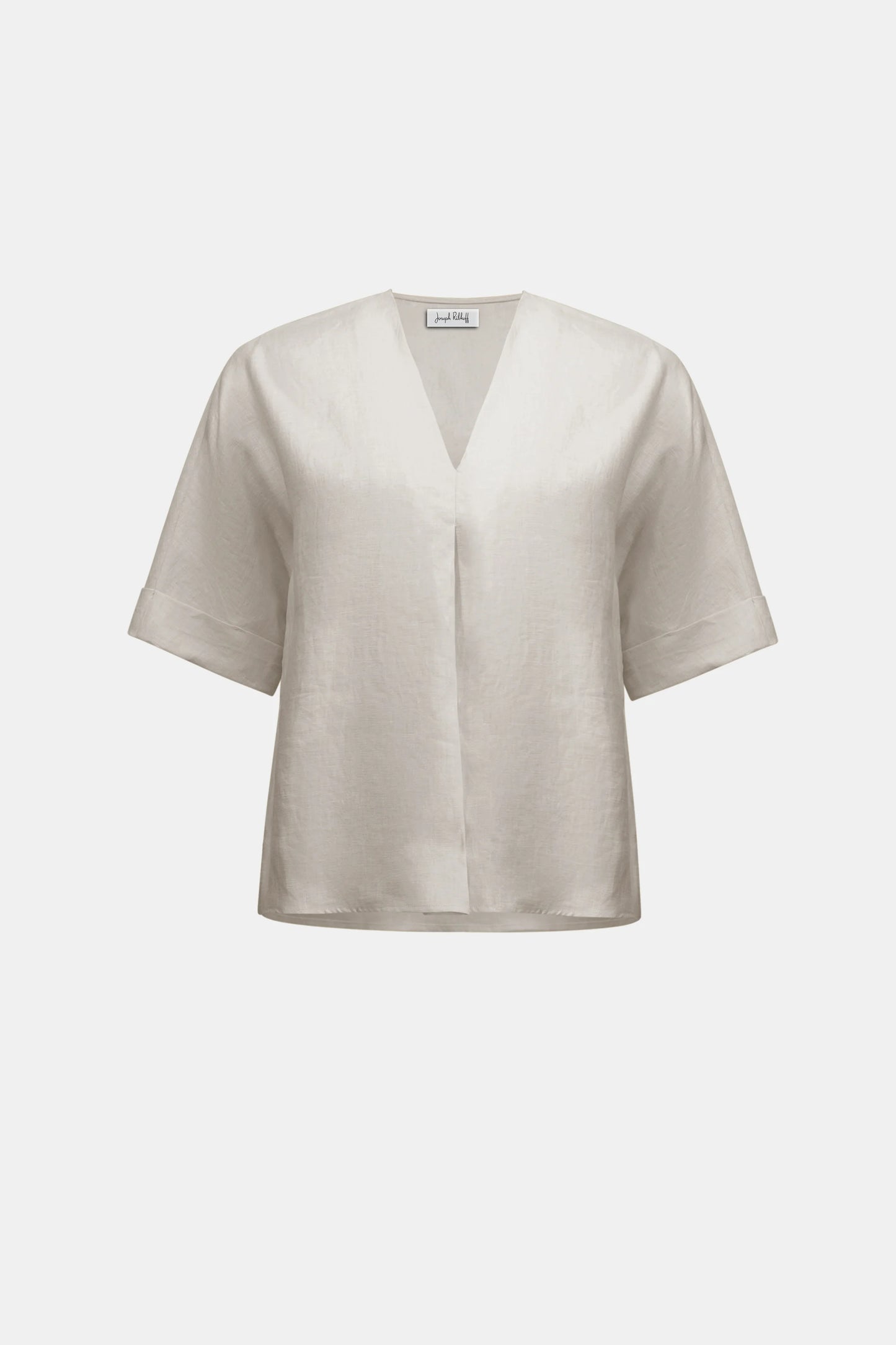 Linen Straight Top With V-notch neckline Moonstone 262939 - Joseph Ribkoff