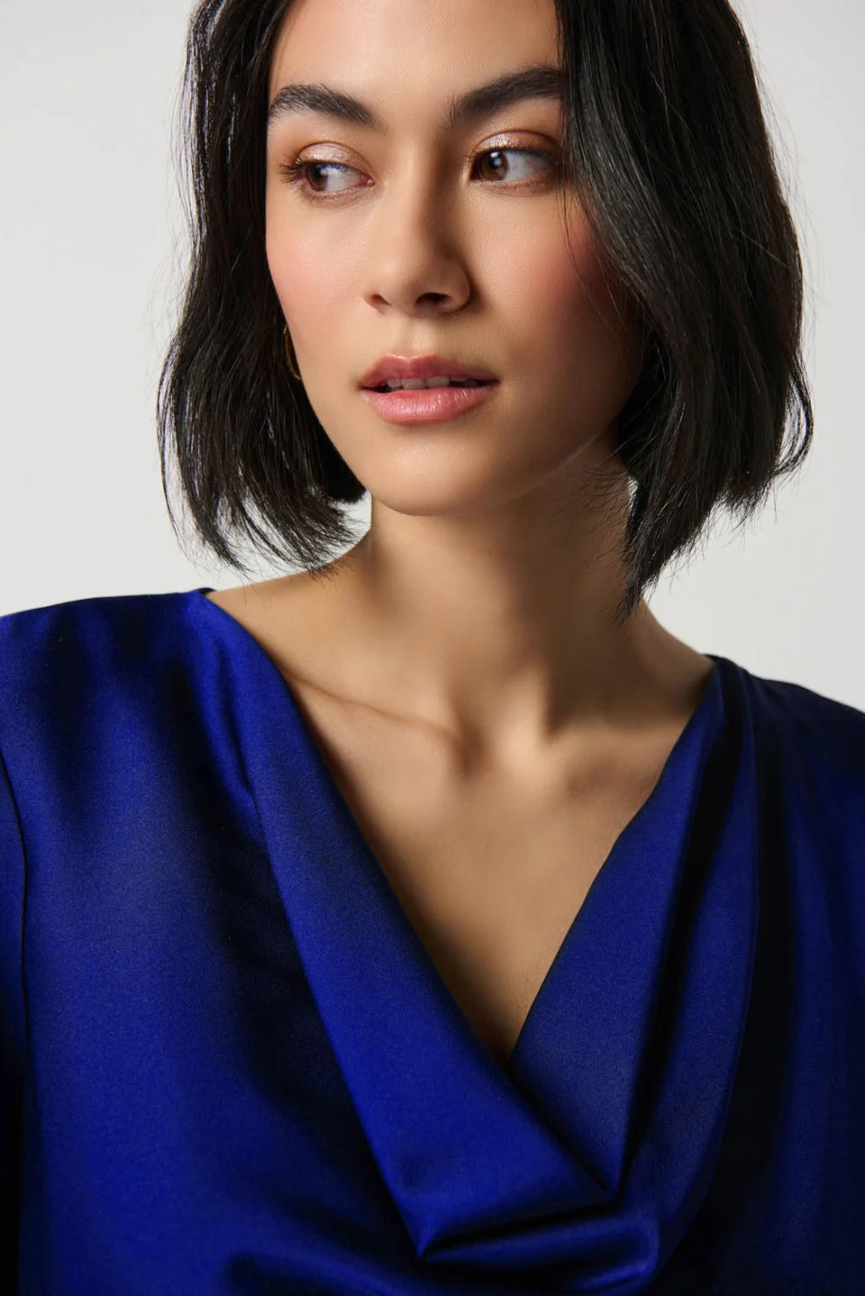 Draped Satin Blouse Style 234082 - ROYAL SAPPHIRE JOSEPH RIBKOFF