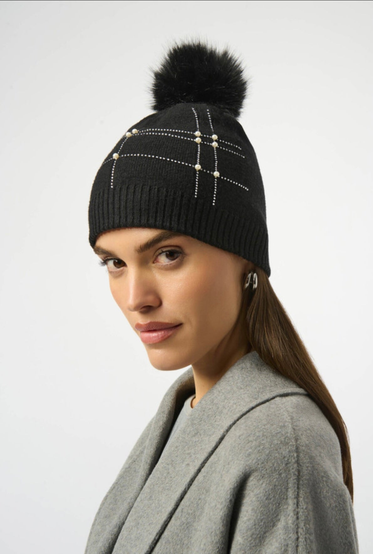 Beaded Pom-pom Hat 253969 - Joseph Ribkoff