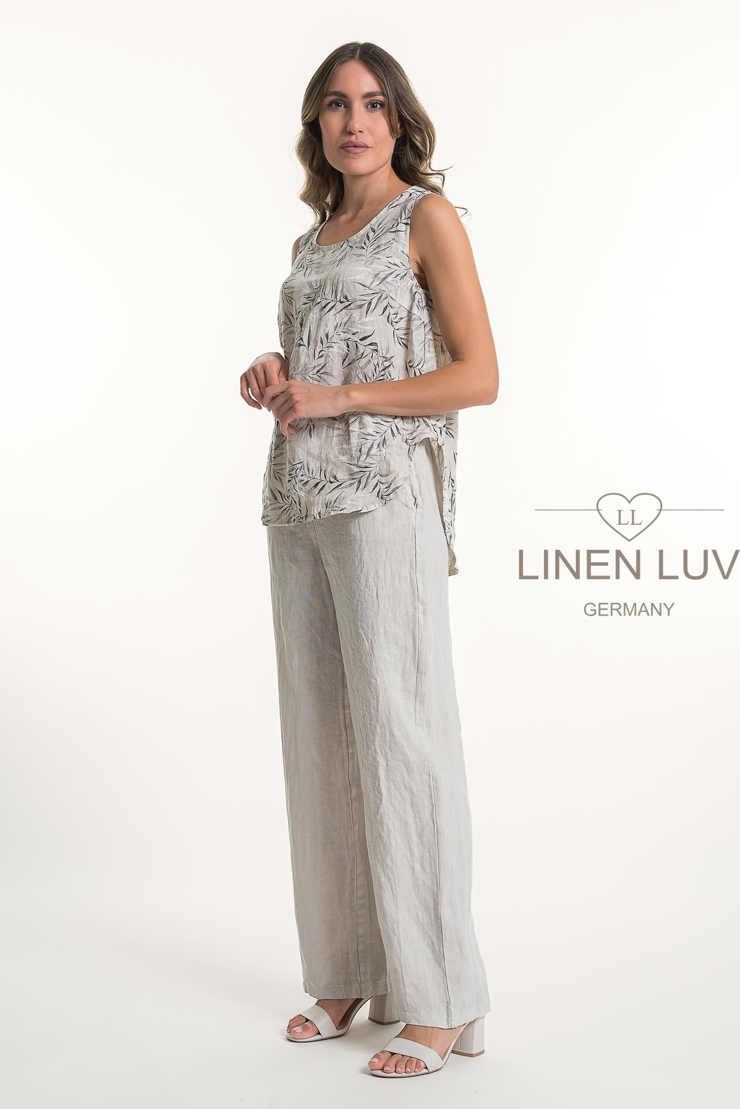French Linen Top Print TP1131P-11 Beige - Linen Luv