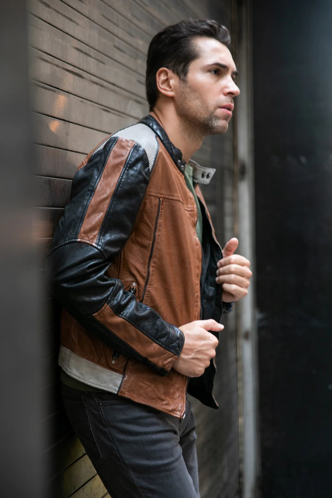 Myron RF Leather Jacket, Cognac