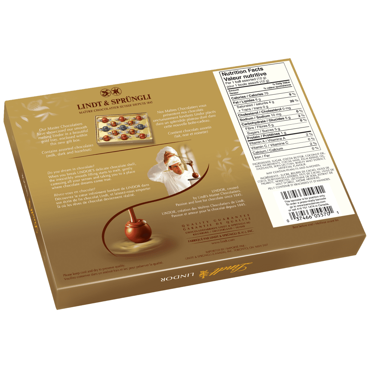Lindt LINDOR Assorted Milk and Dark Chocolate Truffles Box, 156g