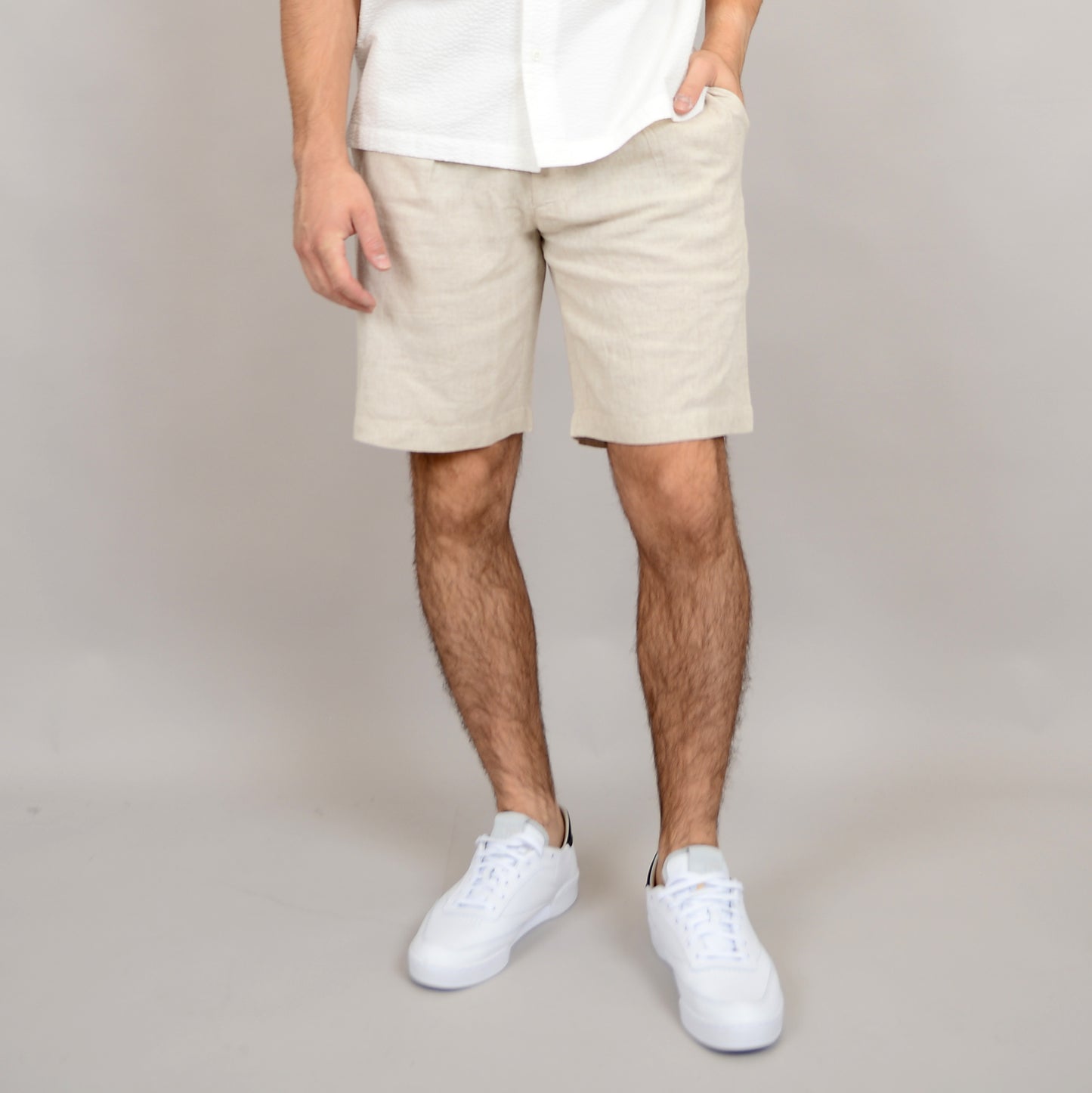Linen Blend Shorts Natural 41MW507S - HEDGE