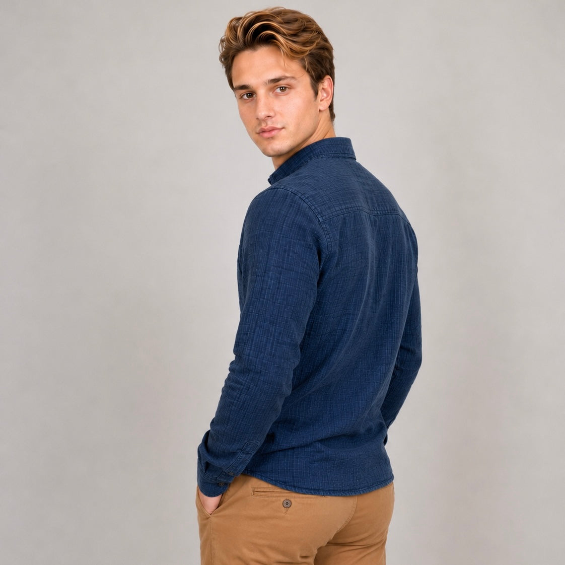 Gauze Long Sleeve Shirt Navy 56MW102S - HEDGE (Copy)