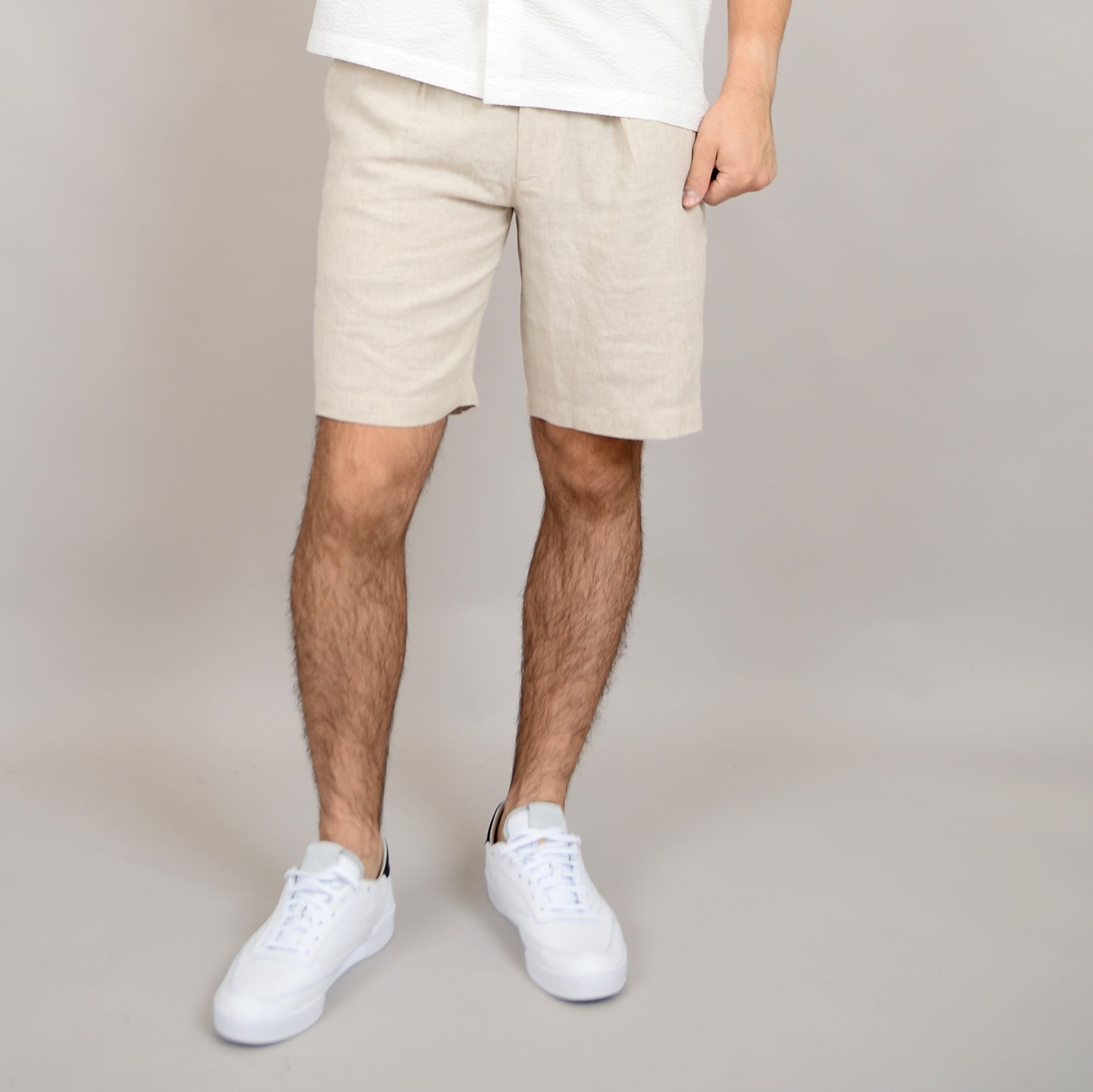 Linen Blend Shorts Natural 41MW507S - HEDGE