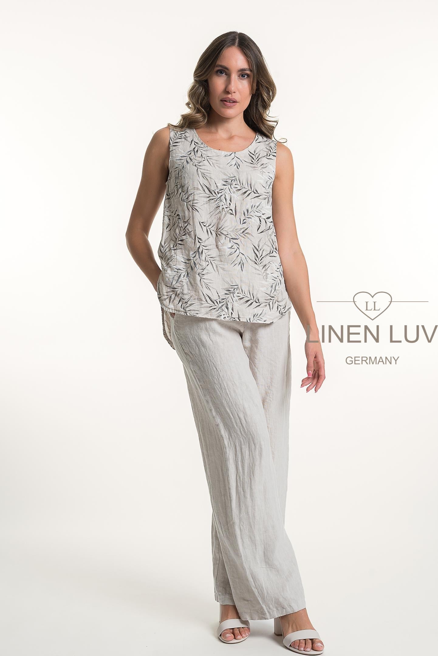 French Linen Top Print TP1131P-11 Beige - Linen Luv
