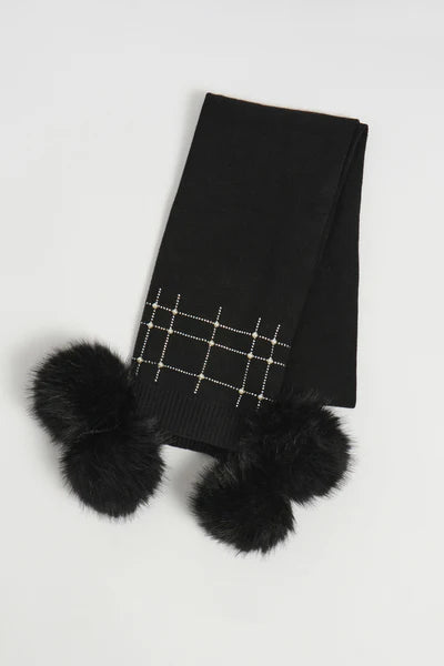 Knitted Faux Fur Pom-Pom Scarf 253970 - Joseph Ribkoff