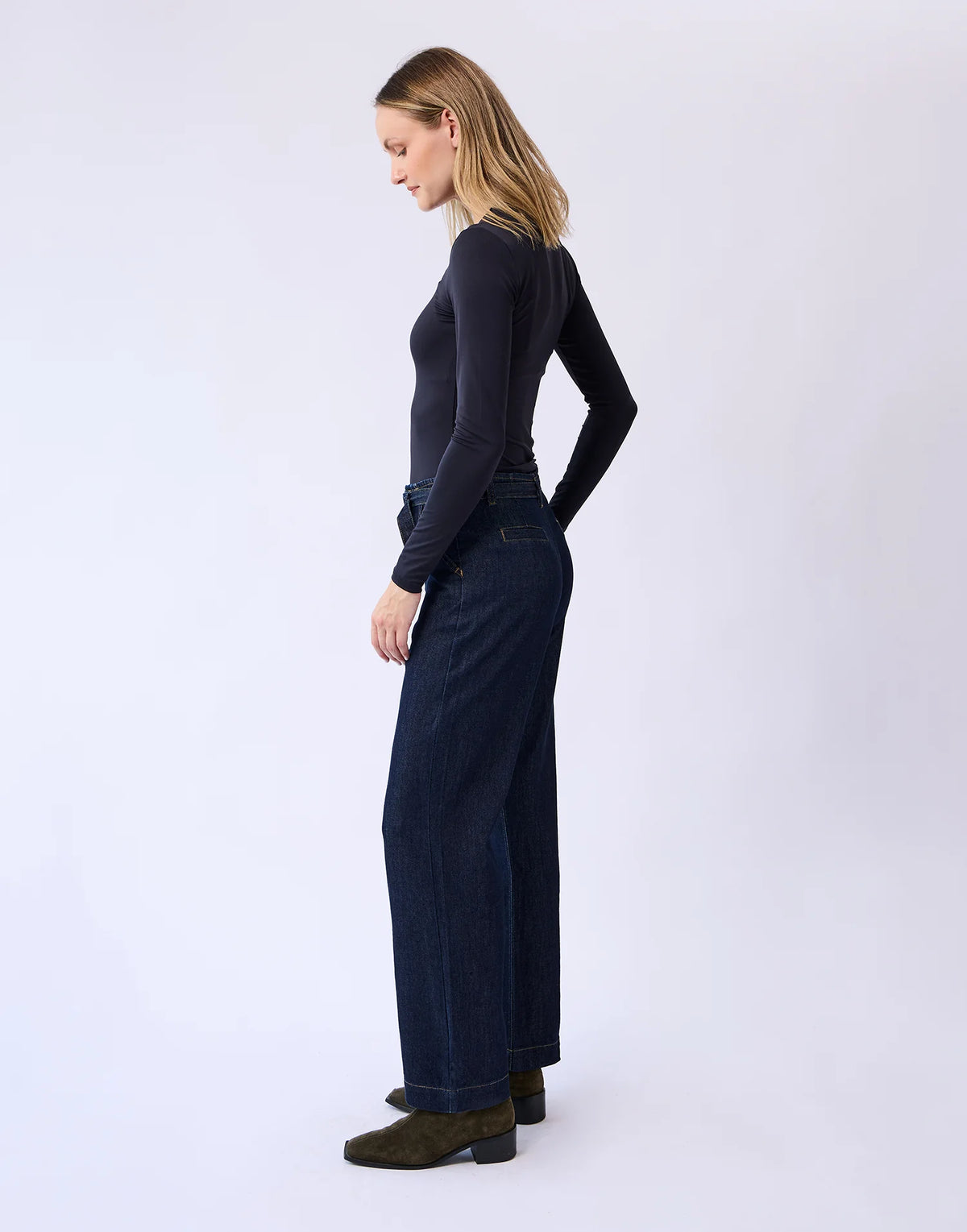 Chloe Straight High Rise Jeans - Midnight - Yoga Jeans