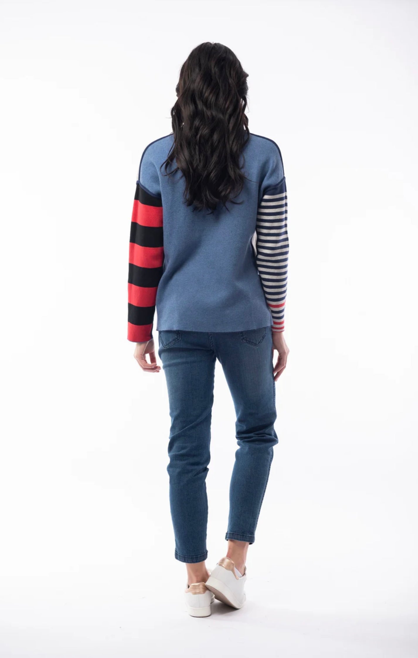 ORIENTIQUE - REVERSIBLE ROUND NECK SPOT/STRIPE JUMPER (1229)