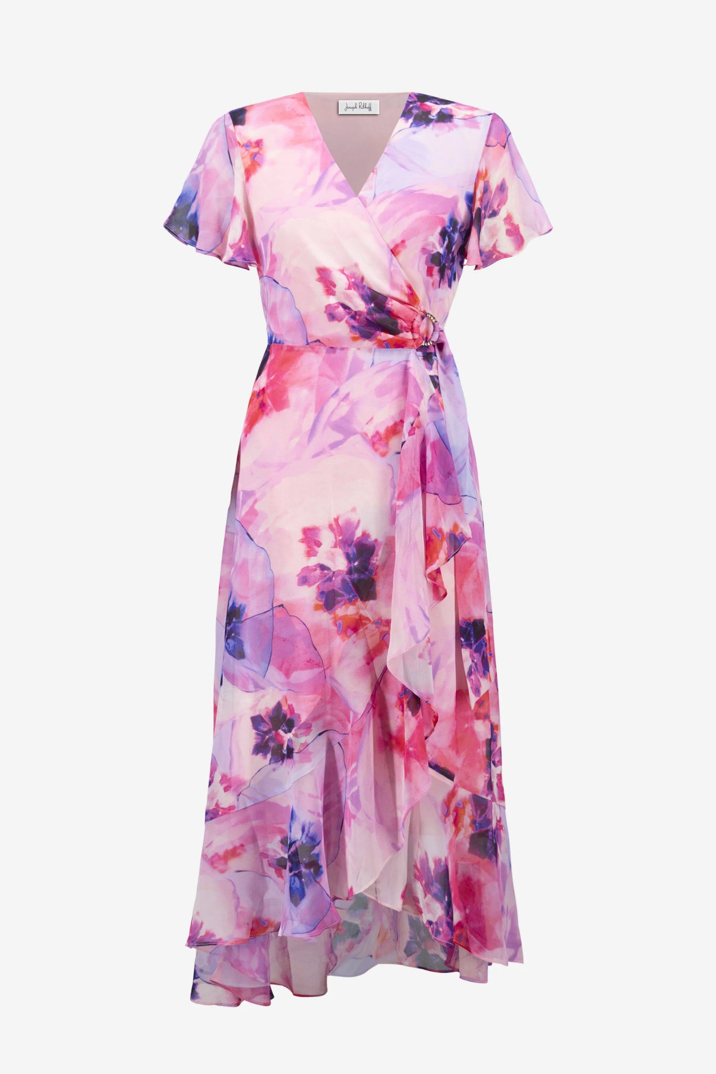 Signature | Chiffon Print Wrap Dress With Ruffle Detail 261739 - Joseph Ribkoff