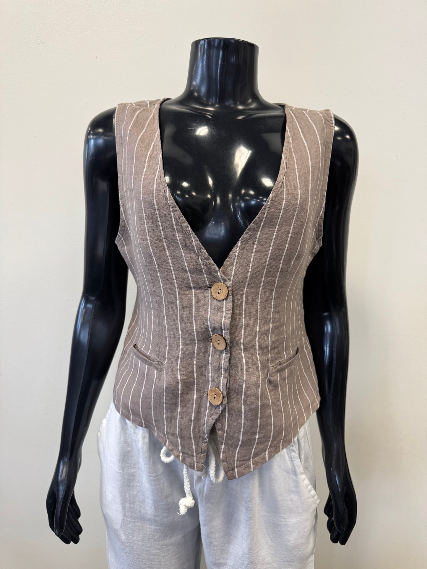 Linen Vest 08003 - Bella Amore