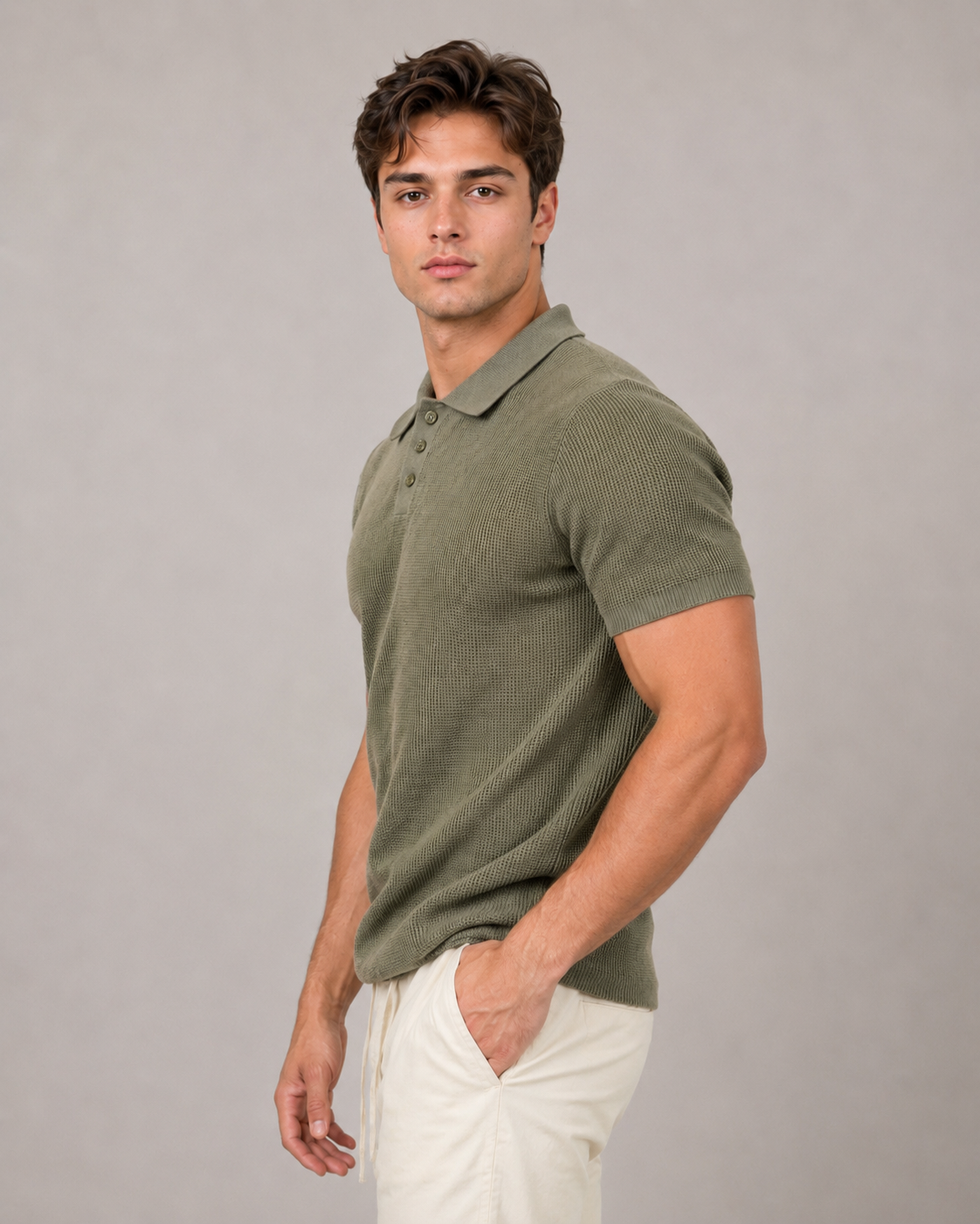 Knit Polo Light Olive 56MS372S - HEDGE