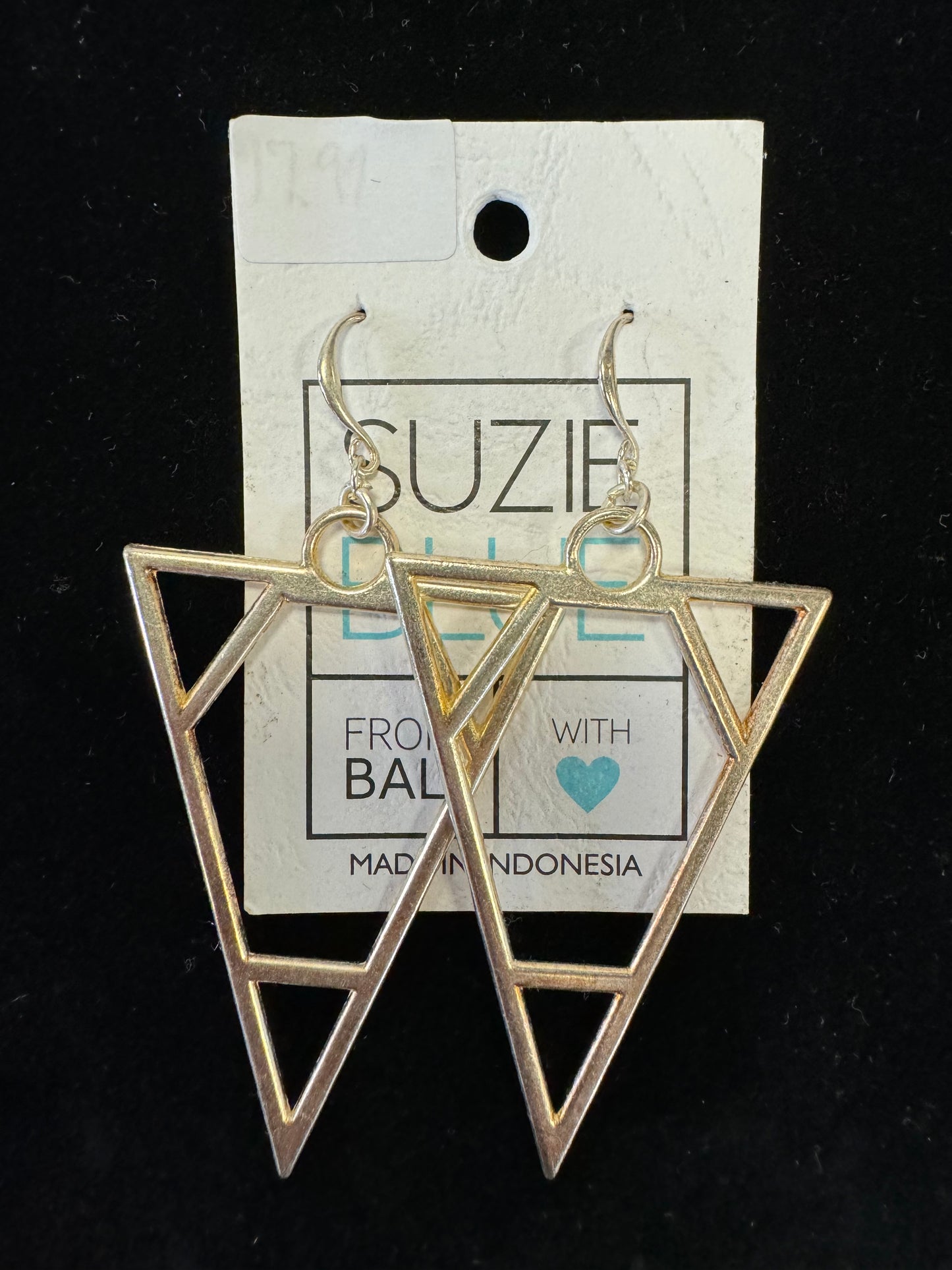 Turned Triangle Dangling Earrings - Suzie Blue