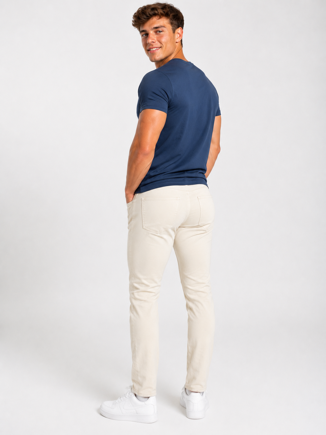 Machray Classic Fit Slim Straight Leg Jeans - Stone Colour M63410LBS659 - Silver Jeans