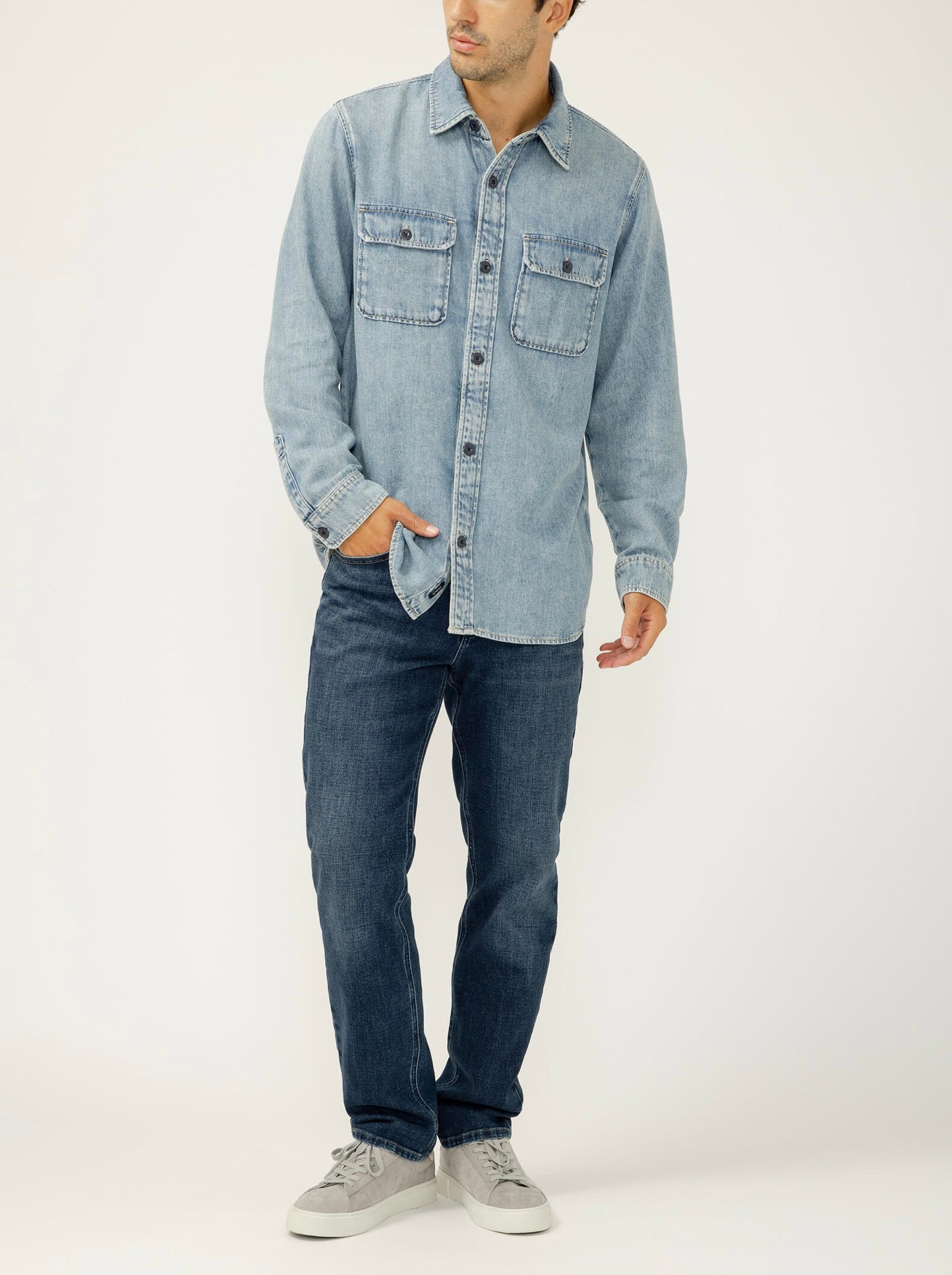 Denim Button-Up Shirt MJ0035LCL275 - SilverJeans Co.