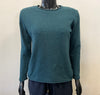 A dark green CRUISE SWEATER 80112, crafted from eco cotton with long sleeves and a crew neck, is displayed on a black mannequin against a plain background. The sweater is by the brand Parkhurst.