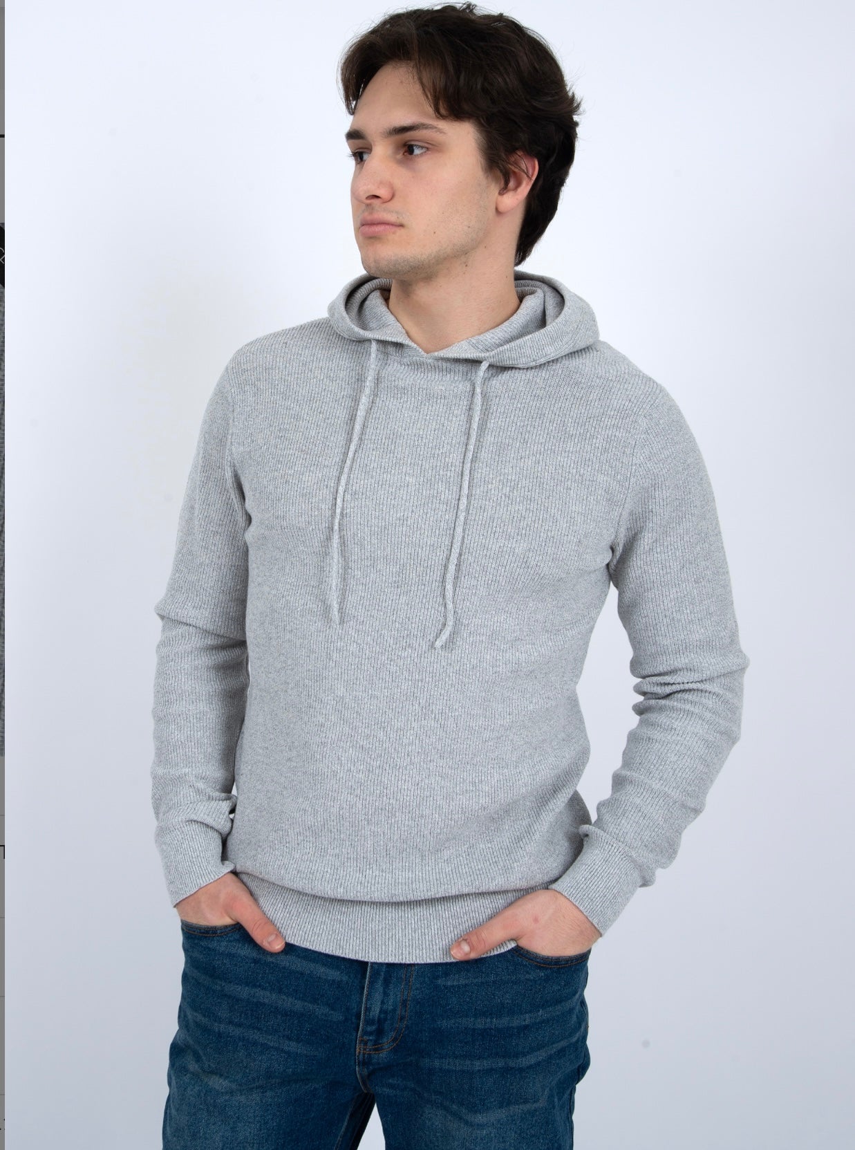 MENS HOODED SWEATER-OATMEAL MEL TWIST -Hedge