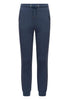 The Navy Sweatpants Ragwear - POCKE by RAGWEAR are a pair of jogger pants with an elastic drawstring waist, offering a comfortable fit. These vegan sweatpants feature side pockets and have ribbed cuffs at the ankles. The material is soft and provides remarkable comfort.