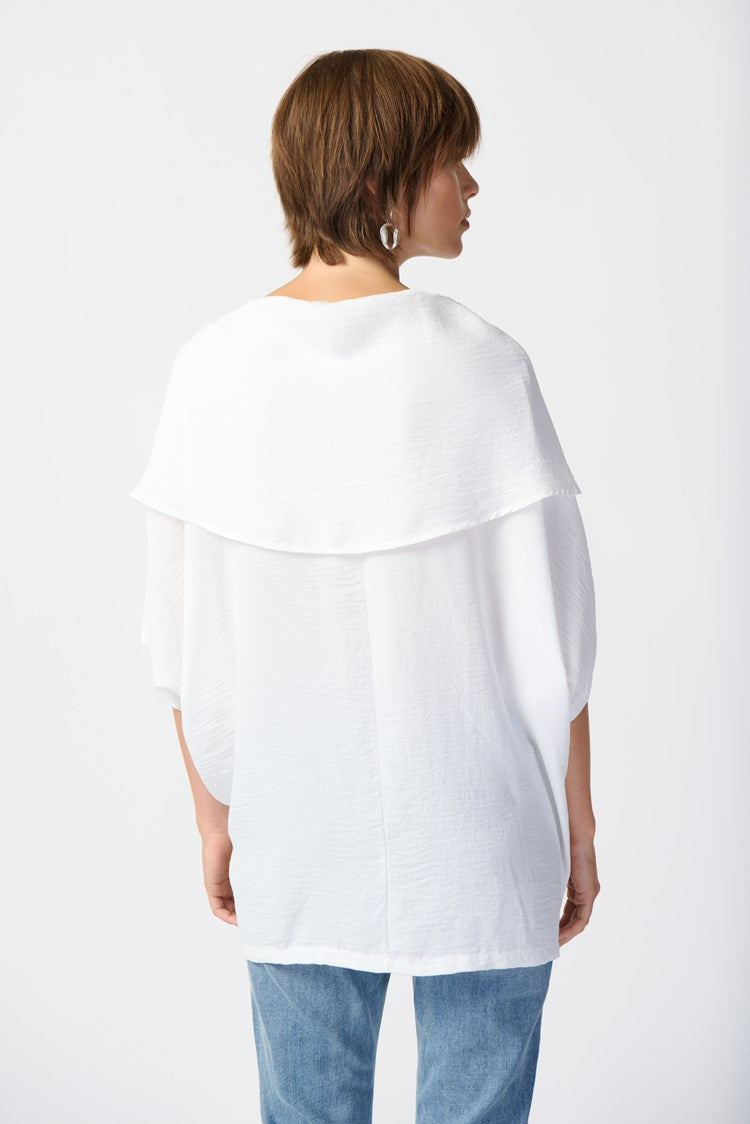 Gauze Cowl Neck Tunic 242043- Joseph Ribkoff - White