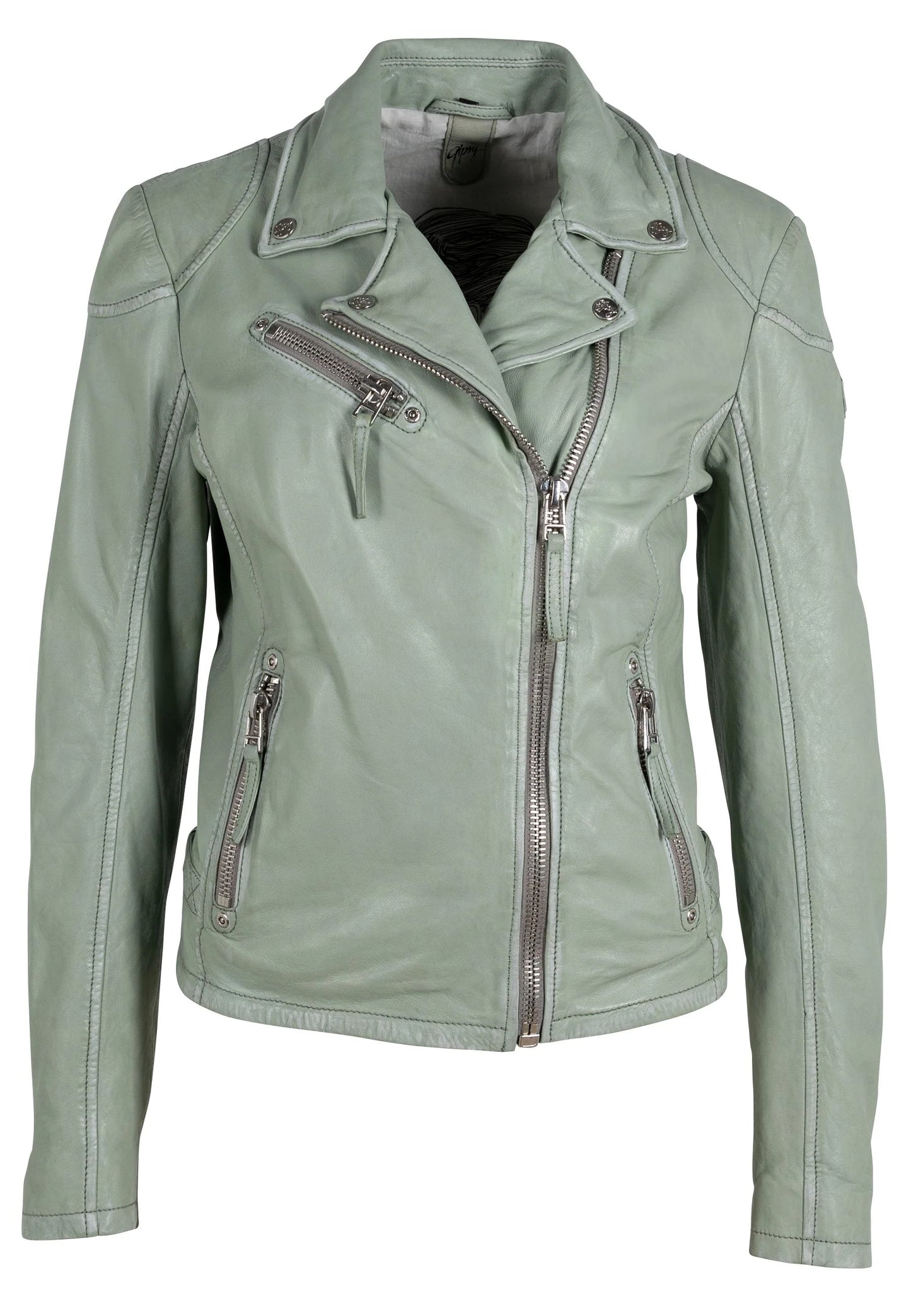 Sofia RF Leather Jacket, Frosty Green - Mauritius Leather