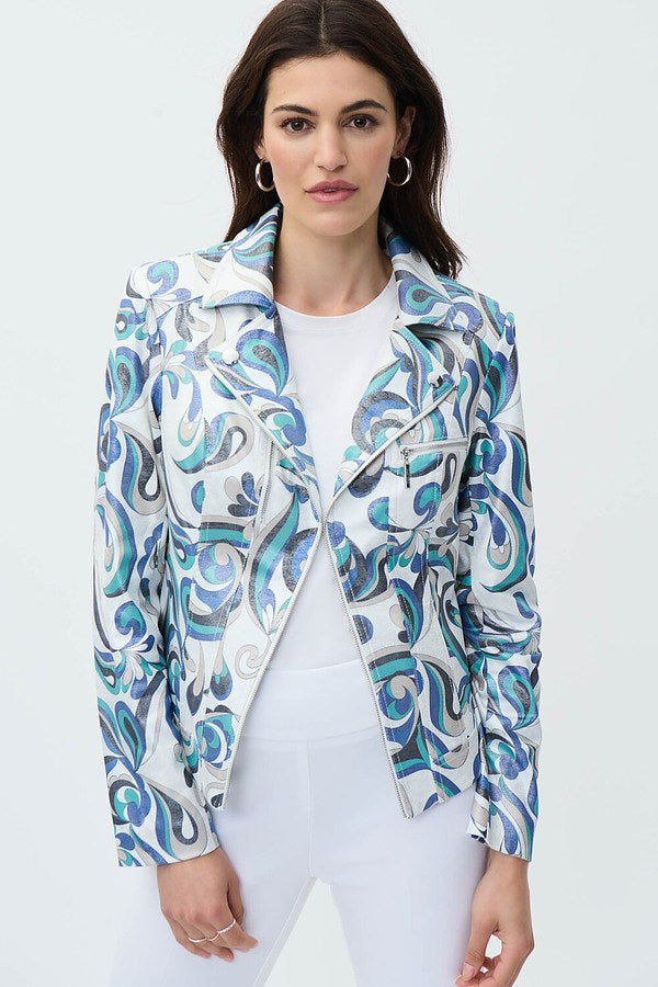 Printed Moto Jacket Style 231951 - Joseph Ribkoff