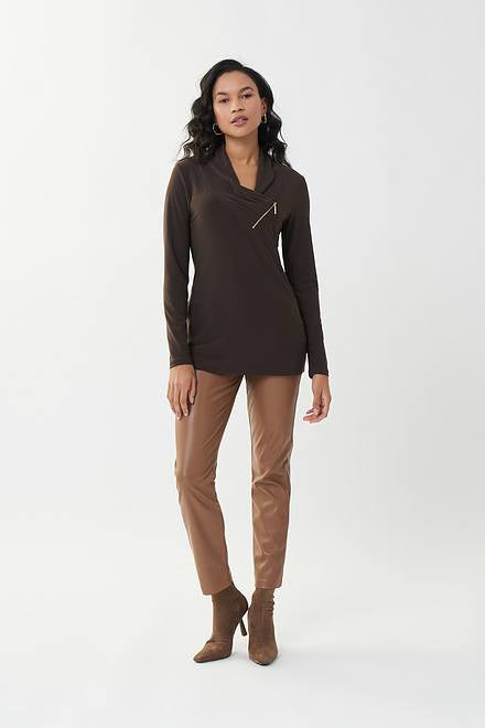 Zip Accent Tunic Style 223203 MOCHA - Joseph Ribkoff