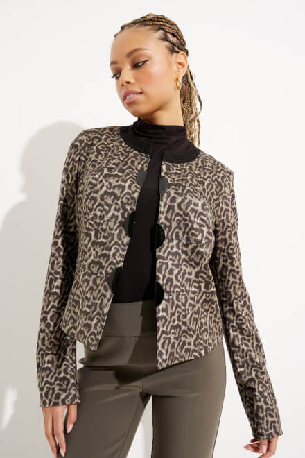 Leopard Print Rounded Collar Jacket Style 233953