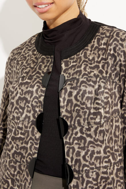 Leopard Print Rounded Collar Jacket Style 233953