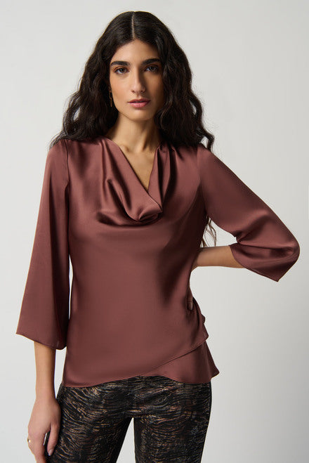 Draped Satin Blouse Style 234082