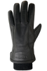 The Aiden Gloves - Men by AUCLAIR are made of black cow leather and feature detailed stitching along the fingers and back. The brand name "AUCLAIR" is embossed on the wrist area. These gloves have a ribbed knit cuff at the wrist for added comfort and durable warmth, all set against a plain white background.