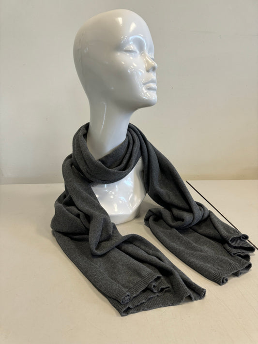 A MARBLE Grey Cotton Scarf is elegantly draped around an abstract white mannequin head, displayed against a plain background.