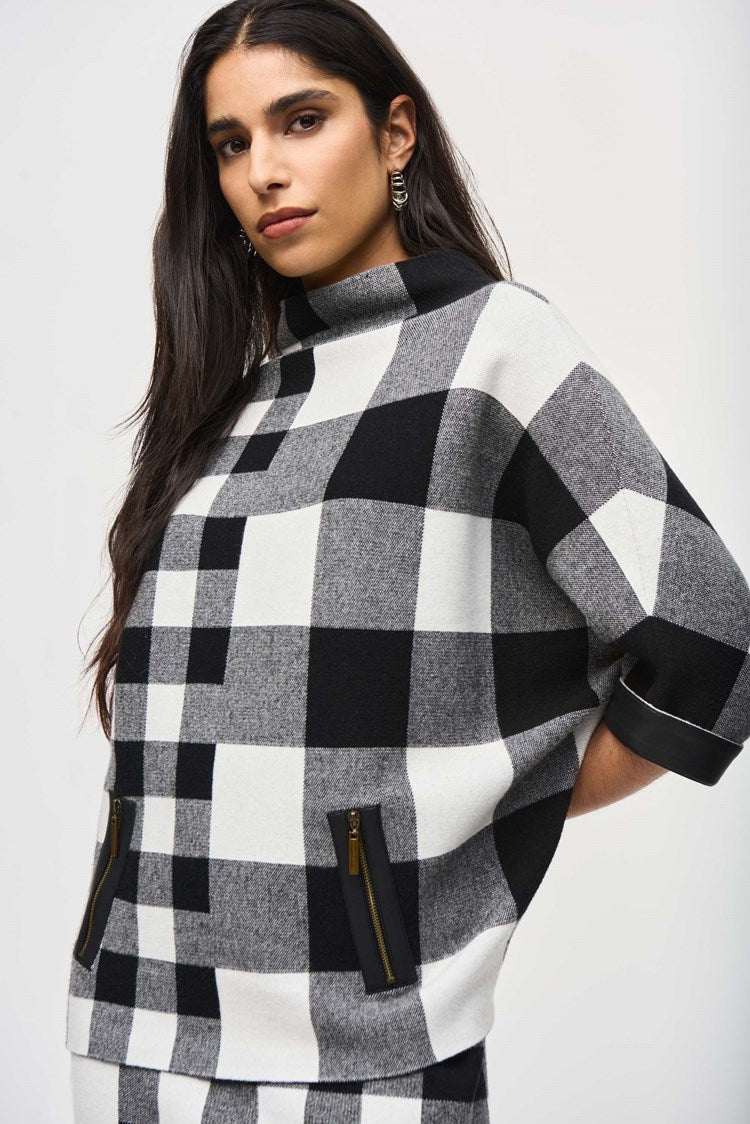 Plaid Jacquard Knit Sweater 243946 Joseph Ribkoff