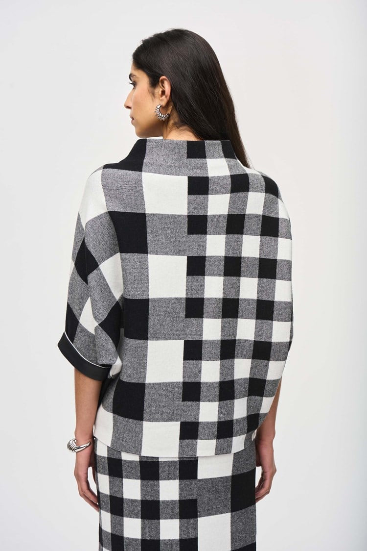 Plaid Jacquard Knit Sweater 243946 Joseph Ribkoff