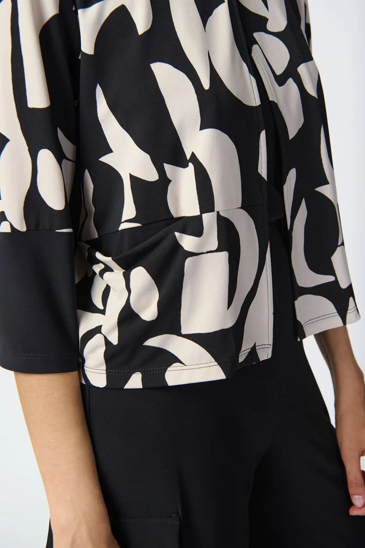 Abstract Print Silky Knit Jacket 241223 - Joseph Ribkoff