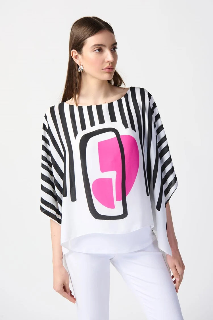 Abstract Print Georgette Poncho Top 241091 - Joseph Ribkoff