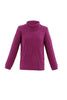 The Marble Sweater-7660 by MARBLE is a classic fit, long-sleeved pink sweater featuring a textured checkered pattern on both the body and sleeves. The design is enhanced with ribbed detail on the neckline, cuffs, and hem for added structure. It also includes a removable turtleneck for versatile styling. The sweater is showcased against a plain white background.