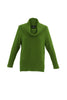 The Marble Sweater-7604 from MARBLE is a bright green knit sweater featuring a large, folded cowl neck and long sleeves. Made from premium materials, it boasts ribbed detailing along the hems of the sleeves, hemline, and neck for added texture. This classic style design is simple and elegant, making it perfect for cooler weather.