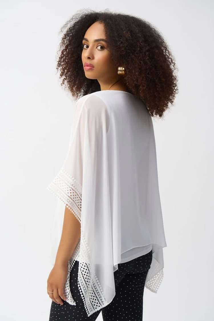 Chiffon And Silky Knit Poncho Top 251095 - Joseph Ribkoff