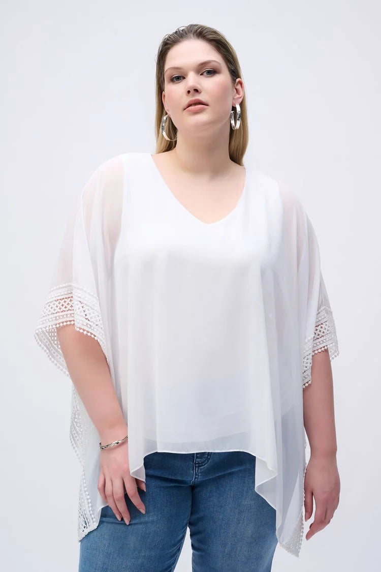 Chiffon And Silky Knit Poncho Top 251095 - Joseph Ribkoff