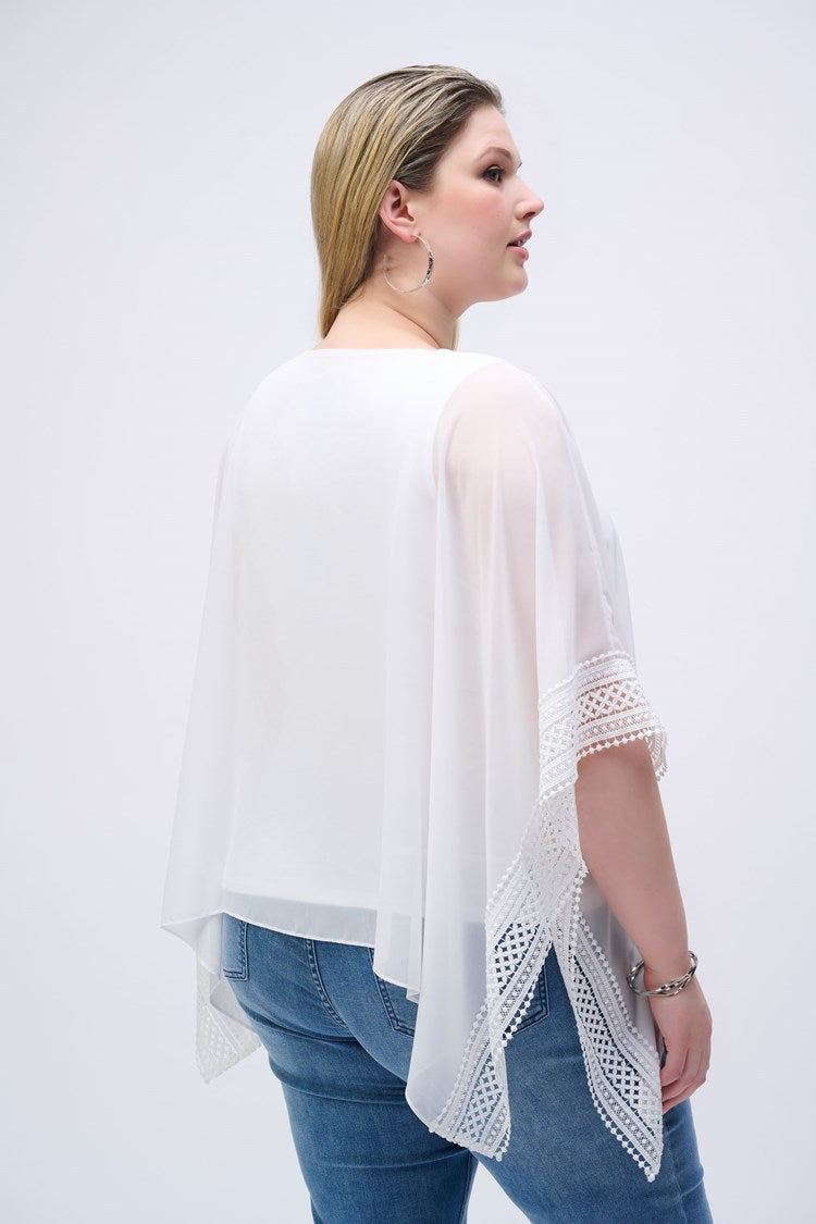 Chiffon And Silky Knit Poncho Top 251095 - Joseph Ribkoff