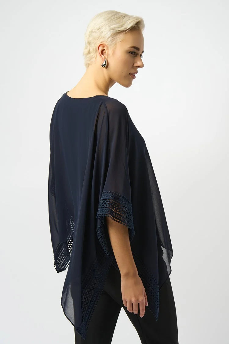 Chiffon And Silky Knit Poncho Top 251095 - Joseph Ribkoff