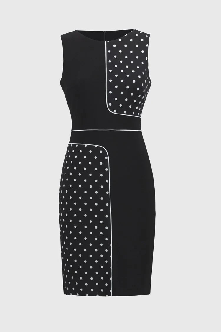 Silky Knit Dot Print Sleeveless Sheath Dress Joseph Ribkoff 251094